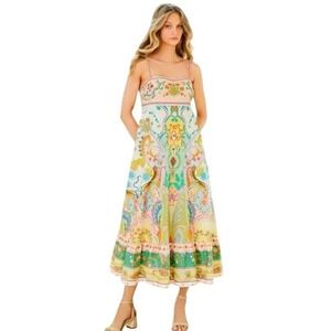 Antonio Melani Size 14 Anne Printed Square Neck Sleeveless‎ ALine Dress NWT